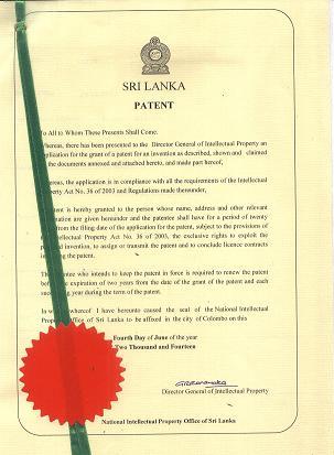 Patent certificate